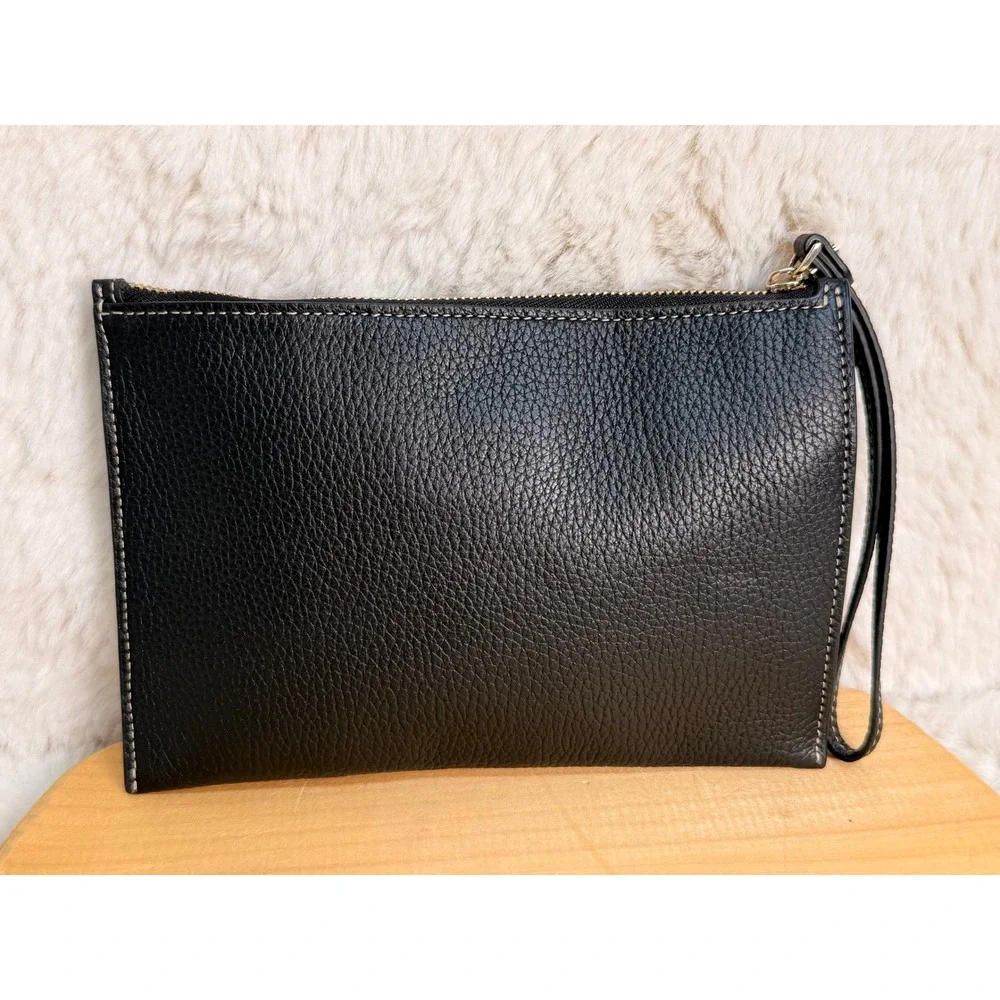 Kate Spade Black Pebbled Leather Wristlet Pouch KA186 Gold Hardware 5